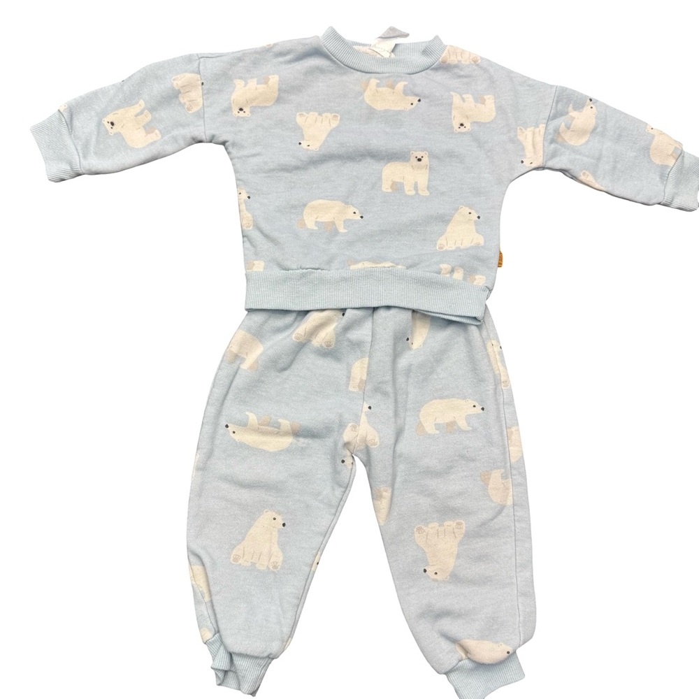 Lila & Jack Polar Bear Print Kids Pajama Set Light Blue Size 18-24M Cozy